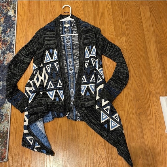 🌸Eye Shadow Cardigan Sweater Open Front Hi Lo Drape Knit size Small - Picture 3 of 7